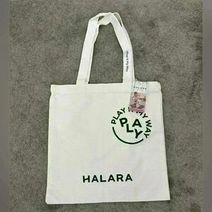 Halara Play It My Way Tote Bag Cotton Green and White